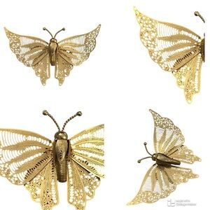 Vintage 1970’s brass filigree butterfly brooch with Articulating wings